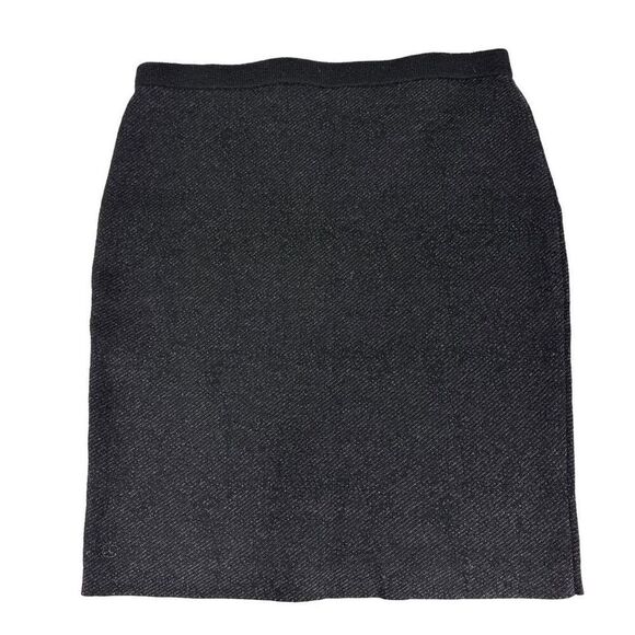 EILEEN FISHER Diagonal Jacquard Short Straight Skirt size Petite Small Black Mer - Picture 4 of 8
